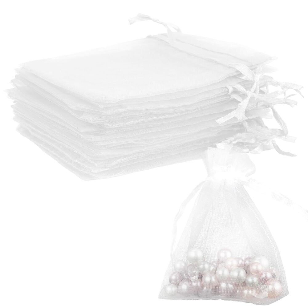 Organza Bags, White Organza Bags, 50Pcs, Sheer Organzas Bag 3 x 4 inch, Jewelry